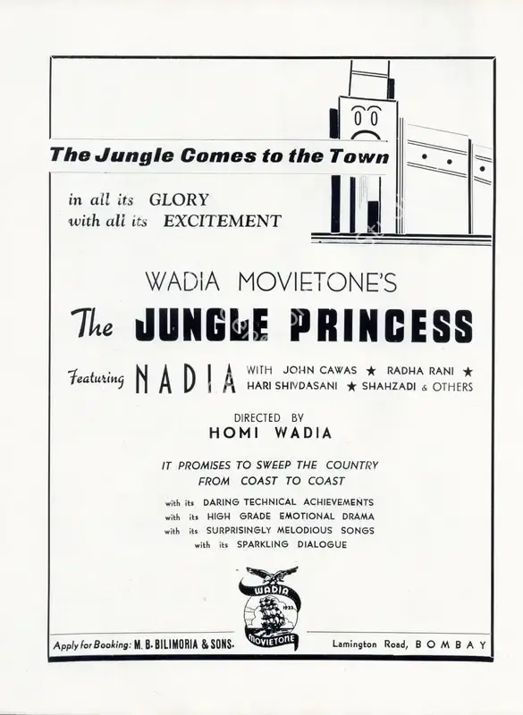 Wadia, Homi (Director), Jungle Princess, 1942 | Advertisement, Filmindia, February 1942 | CinemaEducation | 00858436
