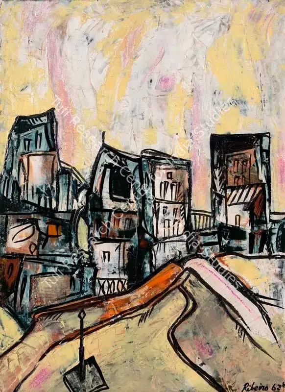 Ribeiro, Lance (Artist). Landscape. Oil on board, 1963 | Painting | FineArts | 00340044