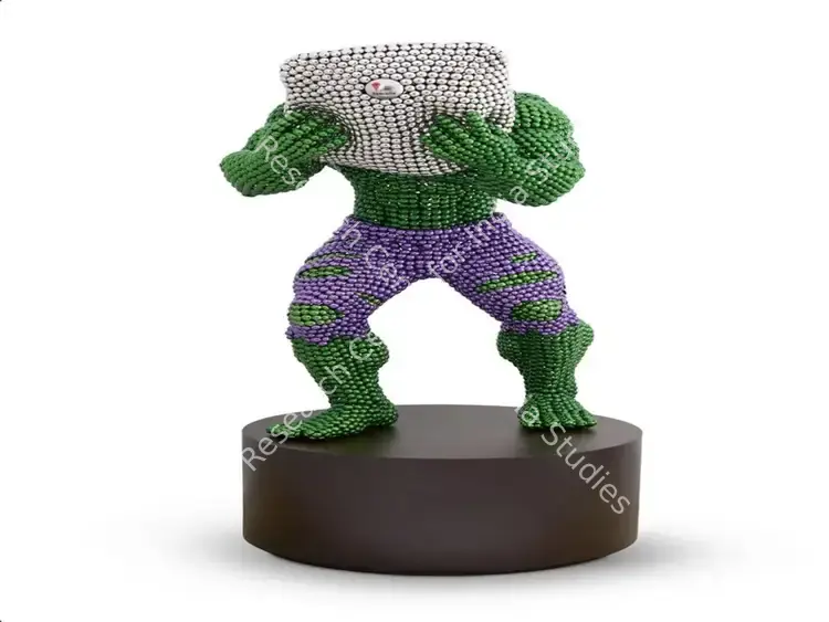 Shende, Valay (Artist). Hulk. Stainless steel discs and plated fibreglass, 2018 | Sculpture | EconomicsArt | 00870259