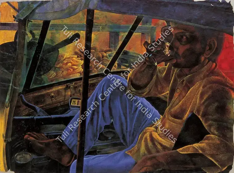 Sharma, Binod (Artist). University Road. Acrylic on rice handmade paper, 2001 | Painting | FineArts | 00599769