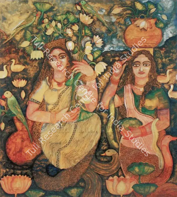 Burman, Jayshri (Artist). Lotus Pond. Watercolour and ink on paper, 2003 | Painting | FineArts | 00599994