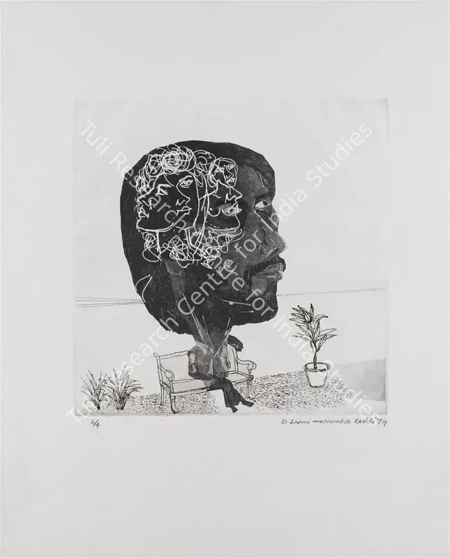 Reddy, D.L.N. (Artist). Untitled (Seated Figure). Etching; Edition 2/4, 1974 | Graphic Art | FineArts | 00419177