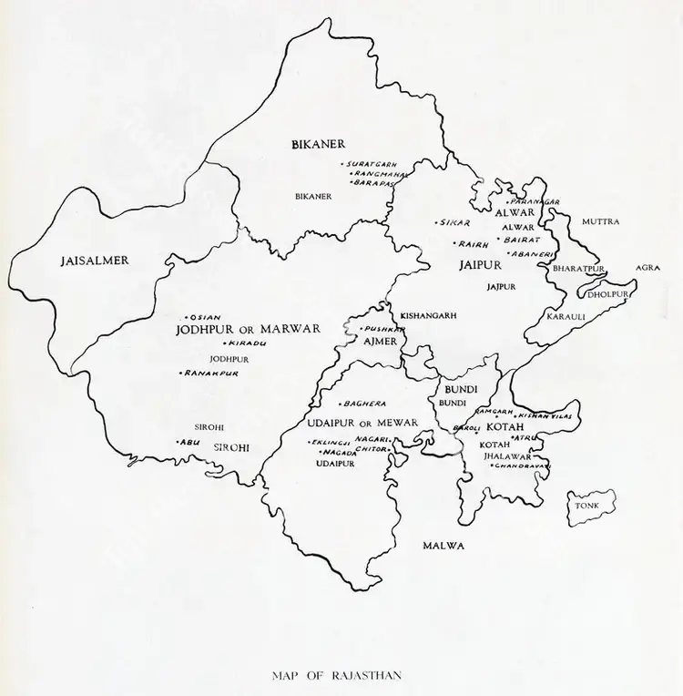 Unknown (Cartographer). Map of Rajasthan. n.d. | Map, Marg, March 1959 | Scholarship | 00535983