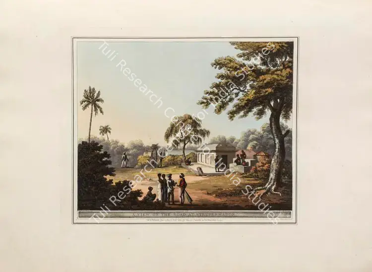 Merke, H. (Printmaker). A view on the road at Strupermador. Print on paper, 04 June 1804 | Aquatint, A Brief History of Ancient and Modern India, 1805 | Scholarship | 00156202