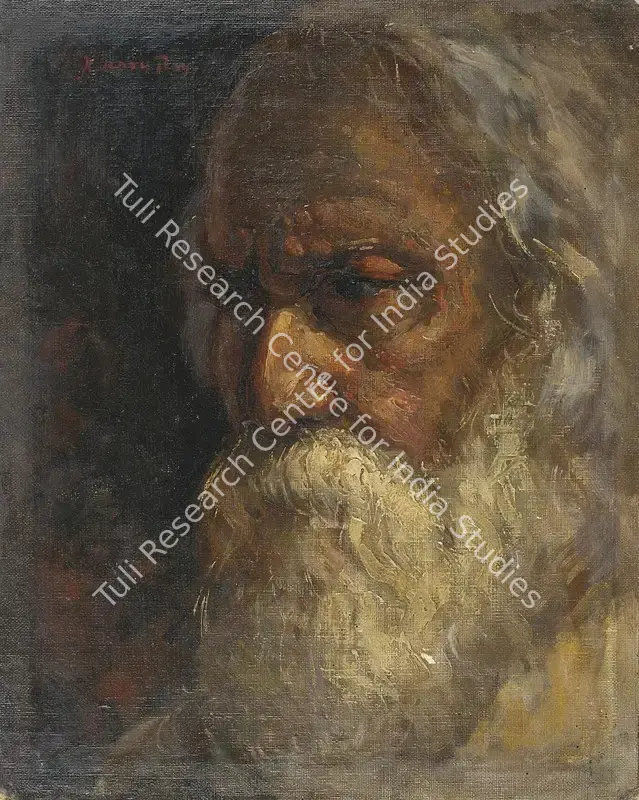 Roy, Kisory (Artist). Untitled (Portrait of Rabindranath Tagore). Oil on canvas laid on board, n.d. | Painting | FineArts | 00331284