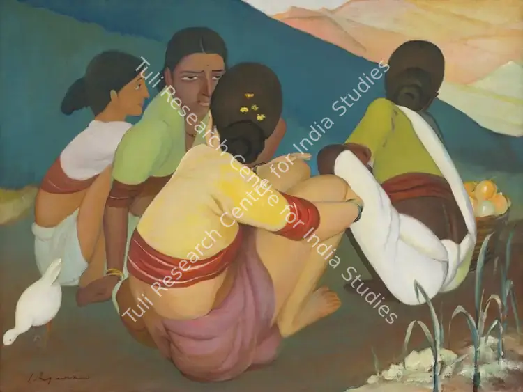 Solegaonkar, Govind Madhav (Artist). Untitled (Taking a Rest). Oil on canvas, n.d. | Painting | FineArts | 00362785