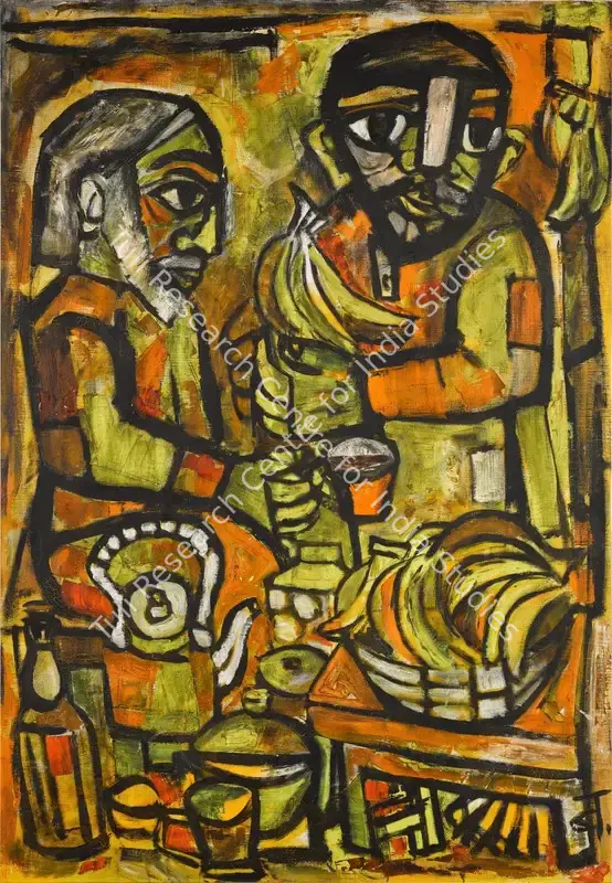 Narayan, Badri (Artist). The Saint at the Eating-Stall. Oil on canvas, 1964 | Painting | FineArts | 00419147