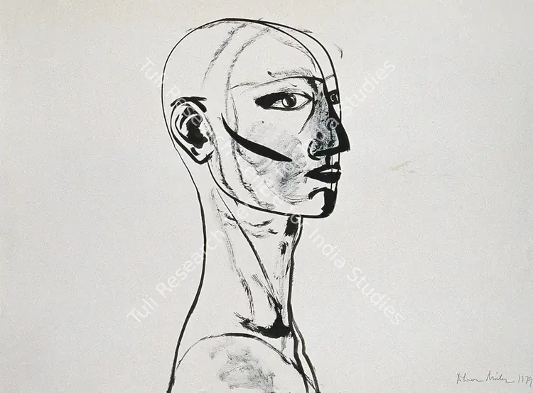 Mistry, Dhruva (Artist). Study for Head. Pen and ink on mountboard, 1979 | Drawing | EconomicsArt | 00870742