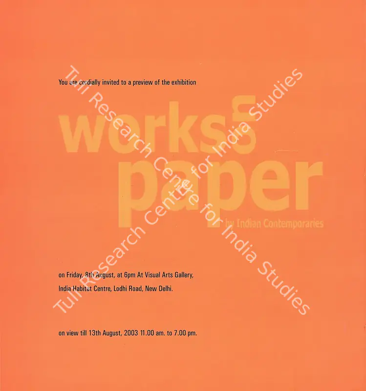 Gallery Threshold (Organiser). Works on Paper by Indian Contemporaries by Chameli Ramachandran and Paramjit Singh. New Delhi: Gallery Threshold, 2003 | Group Exhibition Invitation | FineArts | 00858782