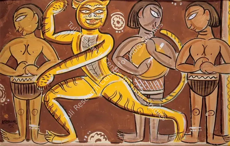 Sreenivasulu, K. (Artist). Tiger Man. Tempera on paper, 1952 | Painting | FineArts | 00600186