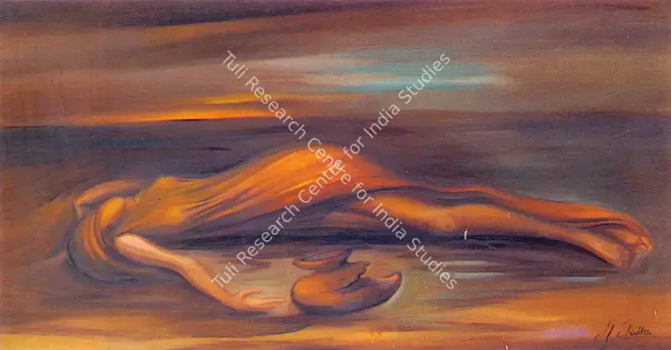 Shahzada, Laila (Artist). Death Of Sohni. Ink and coloured pencils on paper, n.d. | Painting  | 00877206