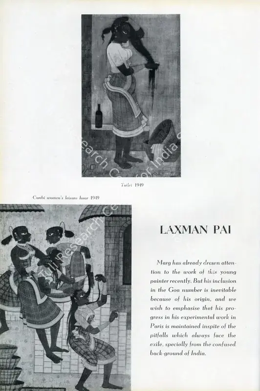 Couto, Albano Francisco (Essayist). Laxman Pai. In <i>Marg.</i> 8(1), pp. 32-33. Bombay: Marg, December 1954 | Essay | FineArts | 00668827