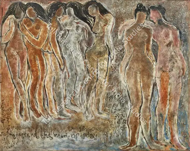 Viswanadhan, V. (Artist). Standing Nudes. Oil on board, 1960s | Painting | FineArts | 00416317