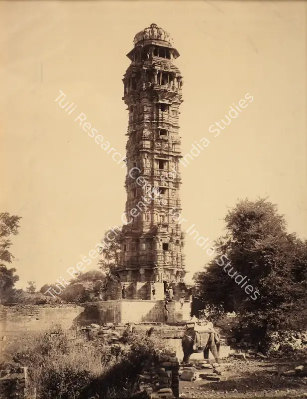 Dayal, Lala Deen (Photographer), Tower of Victory in Chittorgarh Fort, Rajasthan, c.1880 | Antiquarian Photograph | Photography | 00114943