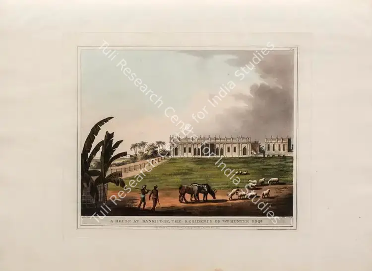 Merke, H. (Printmaker). A house at Bankipore, the residence of William Hunter Esq.. Print on paper, 04 June 1804 | Aquatint, A Brief History of Ancient and Modern India, 1805 | Scholarship | 00156218