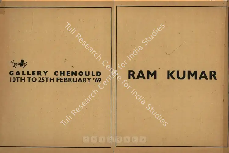 Ramkumar (Artist). Ram Kumar. Bombay: Gallery Chemould, 1969 | Solo Exhibition Catalogue  | 00882613