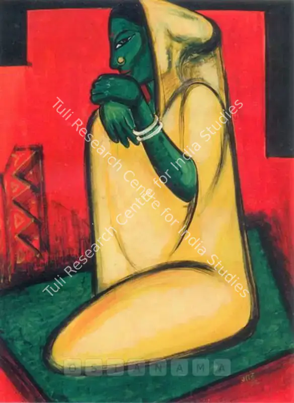 Gade, H.A. (Artist). A Santhal Woman. Gouache on paper, 1948 | Painting | FineArts | 00372540