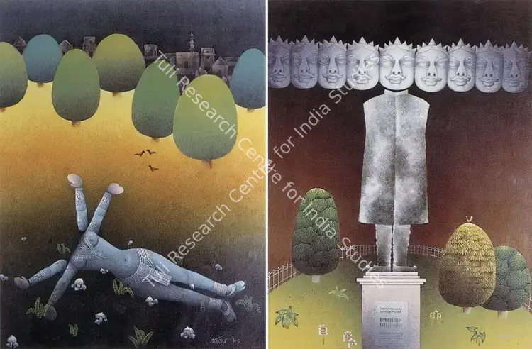Dasgupta, Dharmanarayan (Artist). Untitled. Oil on canvas laid down on board, 1970 | Painting | FineArts | 00375643