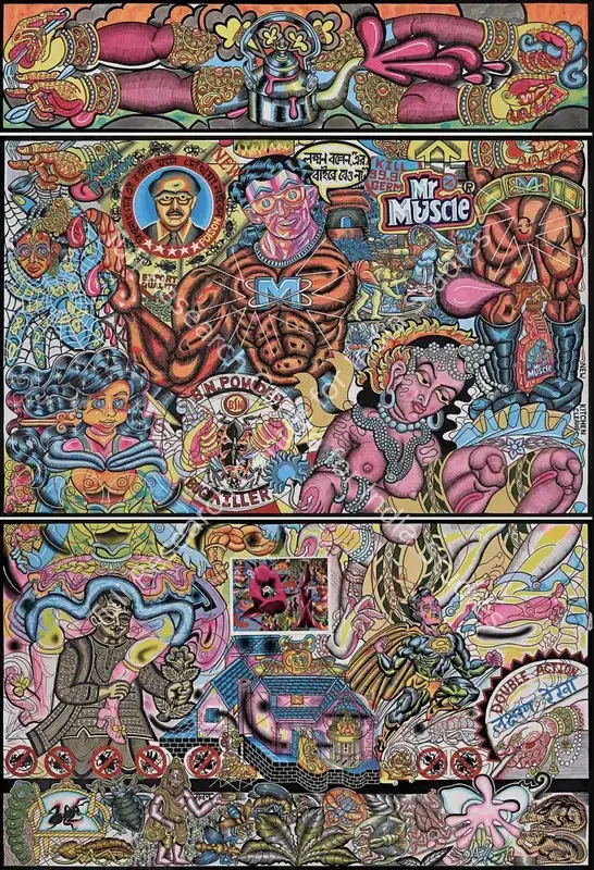 Mitra, Anirban (Artist). The Act of Redrawing Mr. Muscle. Acrylic, dry pastel and archival print on paper, 2013 | Painting | FineArts | 00604703