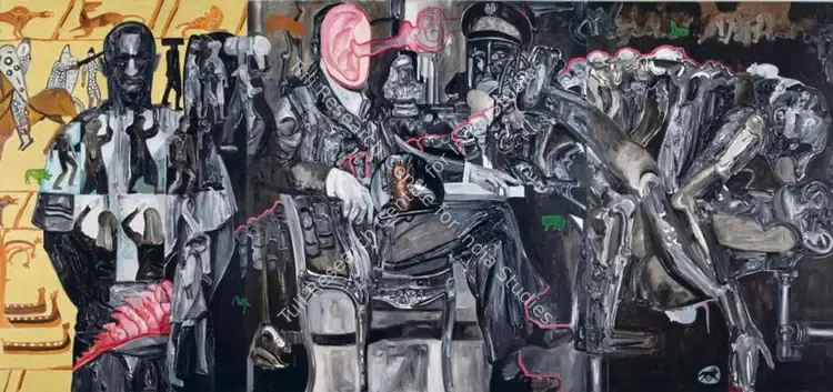 Gupta, Probir (Artist). Rats and Generals in a Zoological Park. Acrylic and oxides on canvas, 2007 | Painting | FineArts | 00334926