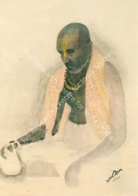 Banerjee, Maniklal (Artist). A Saint. Watercolour on silk, n.d. | Painting | FineArts | 00375598