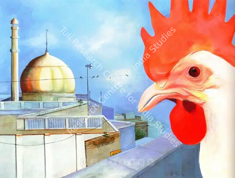 Sutar, Sudhanshu (Artist). Morning Aazan. Acrylic on canvas, 2005 | Painting | FineArts | 00563089