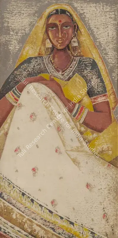 Dey, Manishi (Artist). Untitled (Seated Woman). Oil on board, 1965 | Painting | FineArts | 00546072