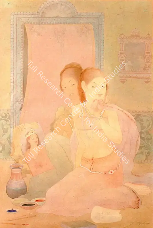 Dabholkar, R.P. (Artist). Usha's Dream. Line wash and watercolour , heightened with bodycolour, on paper, n.d. | Painting  | 00878158