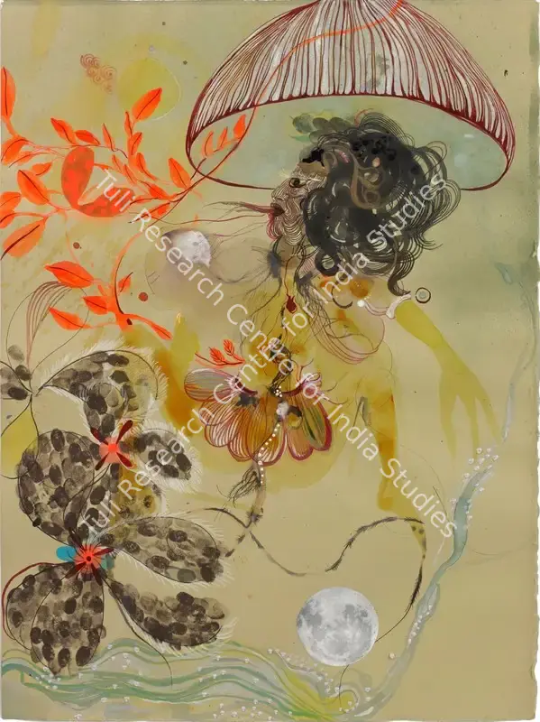 Banerjee, Rina (Artist). Mushroom and Moon. Mixed media on paper, 2008 | Painting | FineArts | 00642047