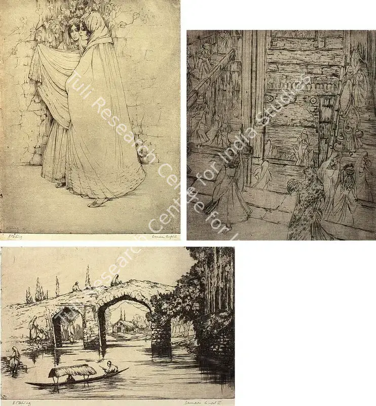 Gupta, S.N. (Artist). Women At The Watertank. Etching, mid 1940s | Graphic Art | FineArts | 00371657