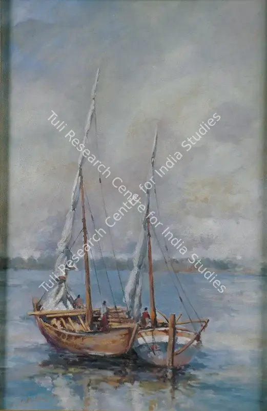 Haldankar, S.L. (Artist). Sailing Boats. Oil on canvas pasted on board, 1937 | Painting | FineArts | 00600161