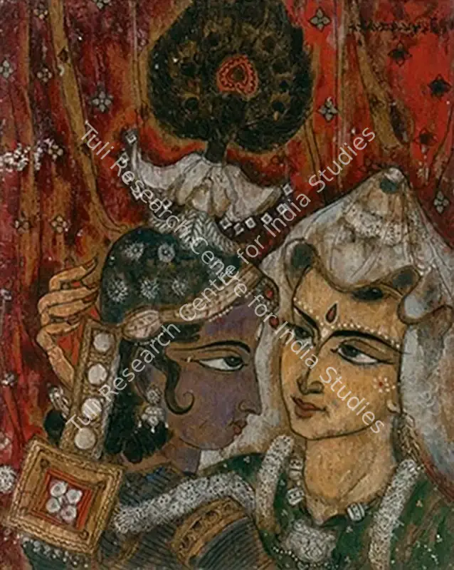 Almelkar, A.A. (Artist). Radha and Krishna. Mixed media on card, 1956 | Painting | FineArts | 00333176