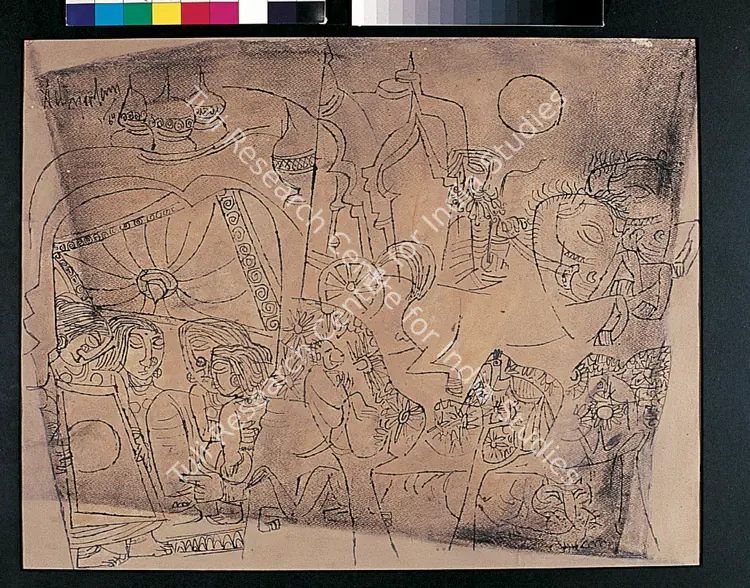 Adimoolam, K.M. (Artist). Untitled. Pen and ink on paper, 1964 | Drawing  | 00877487