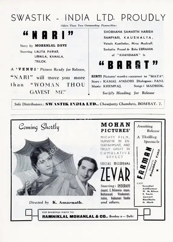 Yagnik, Raja (Director), Nari, 1942 | Advertisement, Filmindia, August 1942 | CinemaEducation | 00858489
