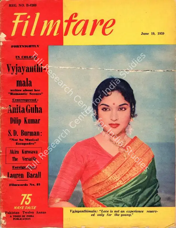 Rao, L.P. (Editor). Filmfare - The Fortnightly Film Magazine. 8(13). Bombay: Pyarelal Sah,  c/o The Times of India, 19 June 1959 | Magazine | CinemaEducation | 00793236