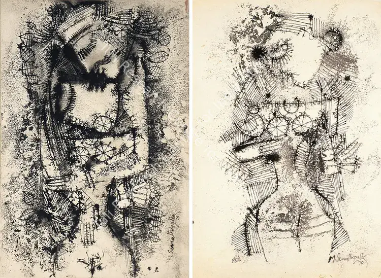 Senathipathi, M. (Artist). Lovers Series. Pen, ink and wash on paper, 1970 | Drawing  | 00879826