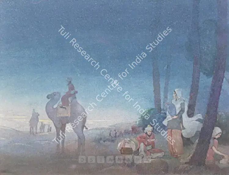 Arya, Badri Nath (Artist). Oasis. Watercolour on paper, 1960s | Painting  | 00877931