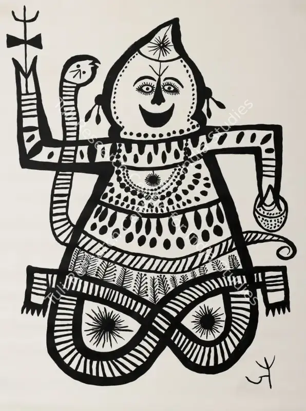 Baiga, Jodhaiya Bai (Artist). Bholenath. Acrylic on canvas, 2023 | Painting | EconomicsArt | 00872372