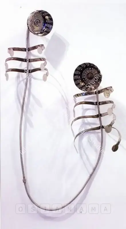 Suleman, Adeela (Artist). Lie Together. Bathroom pipes, steel tongs, electroplated steamers, nuts and bolts, 2009 | Sculpture | FineArts | 00577060