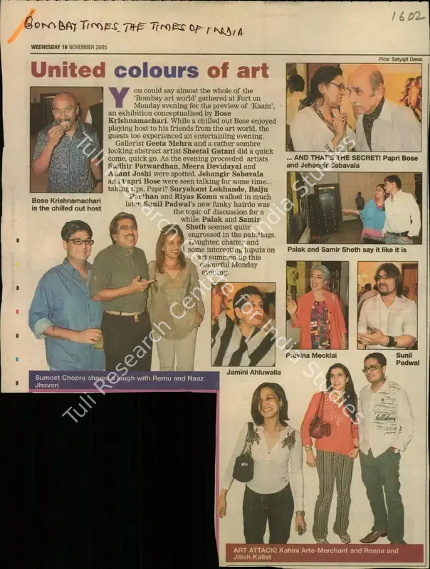 Desai, Satyajit (Photographer). United colours of Art. Mumbai: The Times of India, 16 November 2005 | Newspaper Clipping | FineArts | 00847441