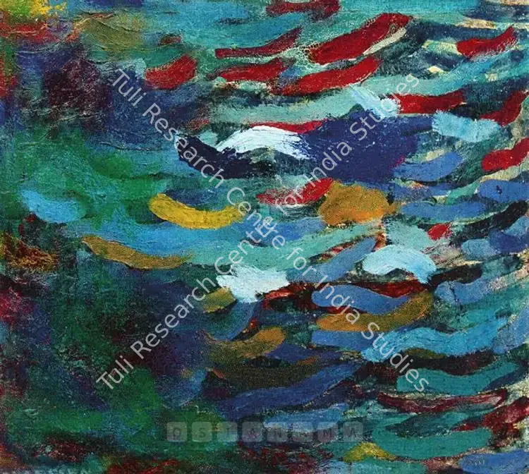Claessen, George (Artist). Abstract legend in dominant blue. Acrylic and oil on canvas, c.1987 | Painting  | 00880195