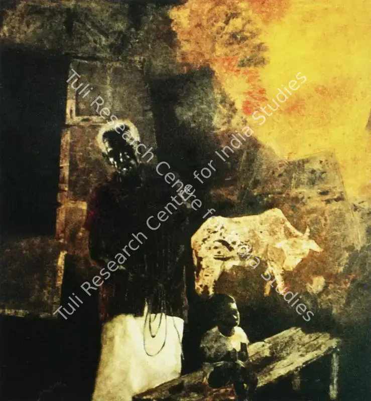 Arakkal, Yusuf (Artist). Bopiah and his grandson. Oil on canvas, 1989 | Painting | FineArts | 00599505