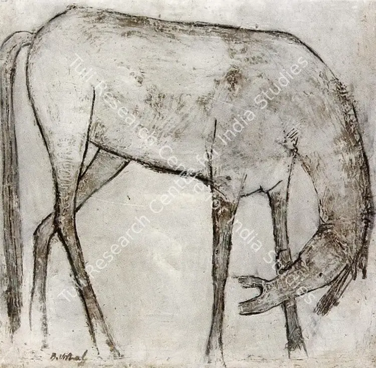 Vithal, B. (Artist). The Horse. Oil on canvas, 1965 | Painting | FineArts | 00375919