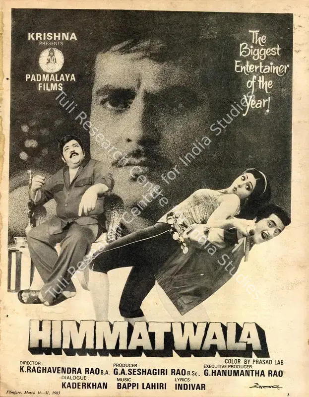 Rao, G. A. Seshagiri (Producer), Himmatwala, 1983 | Advertisement, Filmfare, 16 March 1983 | CinemaEducation | 00791629