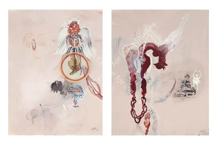 Sikander, Shahzia (Artist). Wings, Veils And Dresses I. Gouache, vegetable dye, watercolour and clay on paper, 1997 | Painting | FineArts | 0022537