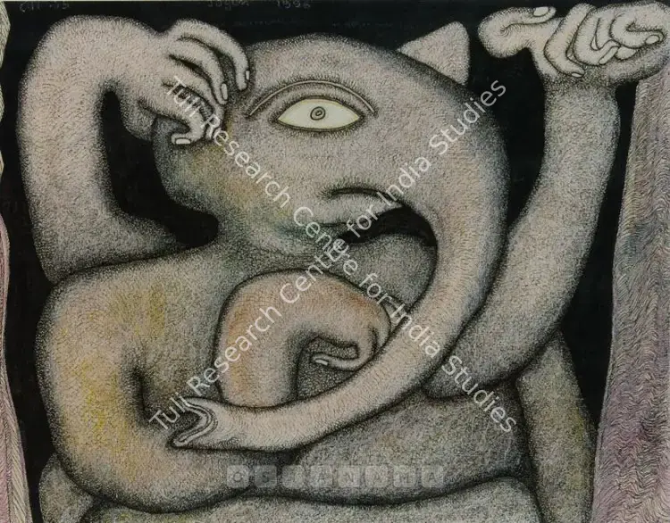 Chowdhury, Jogen (Artist). Vinayak. Pen and ink and pastel on paper, 1996 | Drawing | FineArts | 00600119