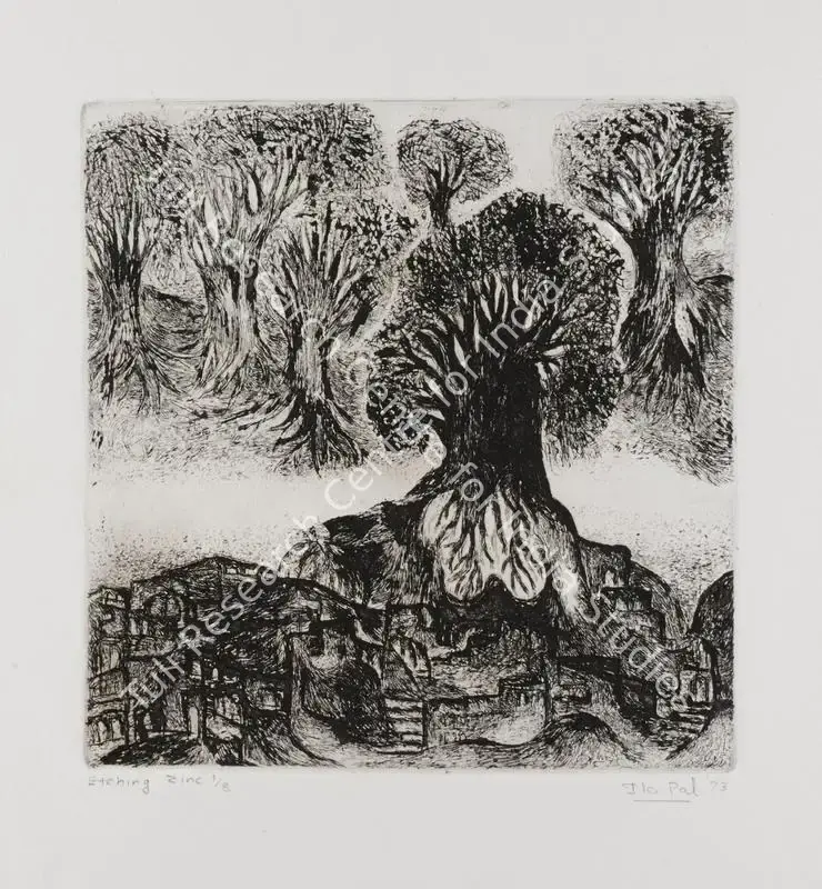 Pal, Ila (Artist). Untitled (Trees). Etching; Edition 1/8, 1973 | Graphic Art | FineArts | 00417377
