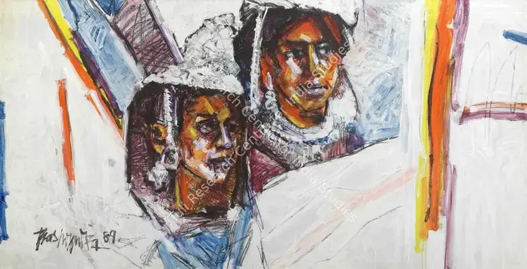 Mirza, Bashir (Artist). Untitled (Qilash Series). Acrylic on board, framed, 1989 | Painting | EconomicsArt | 00871191