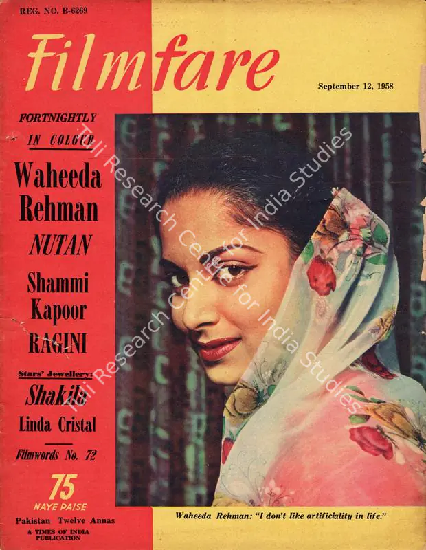 Mandy, C.R. (Editor). Filmfare - The Fortnightly Film Magazine. 7(19). Bombay: Pyarelal Sah,  c/o The Times of India, 12 September 1958 | Magazine | CinemaEducation | 00793221