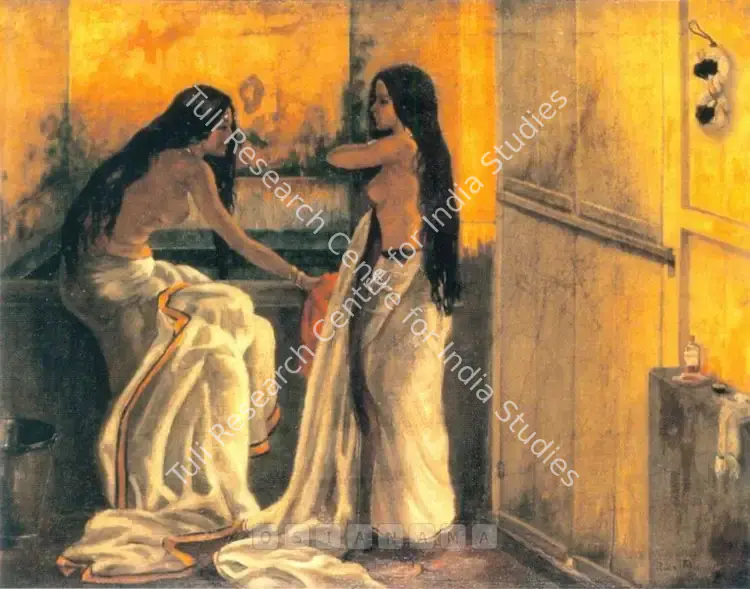 Mukherjee, Robin (Artist). The Bath. Oil on canvas, n.d. | Painting | FineArts | 00374321